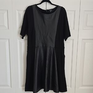 Torrid Faux Leather Skater Dress - Luxe Ponte Coated Black